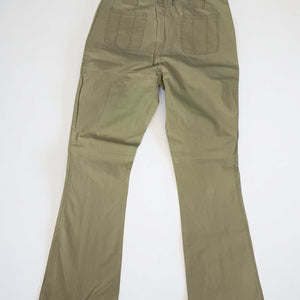 Beige cotton low rise bootcut flare pants (S)