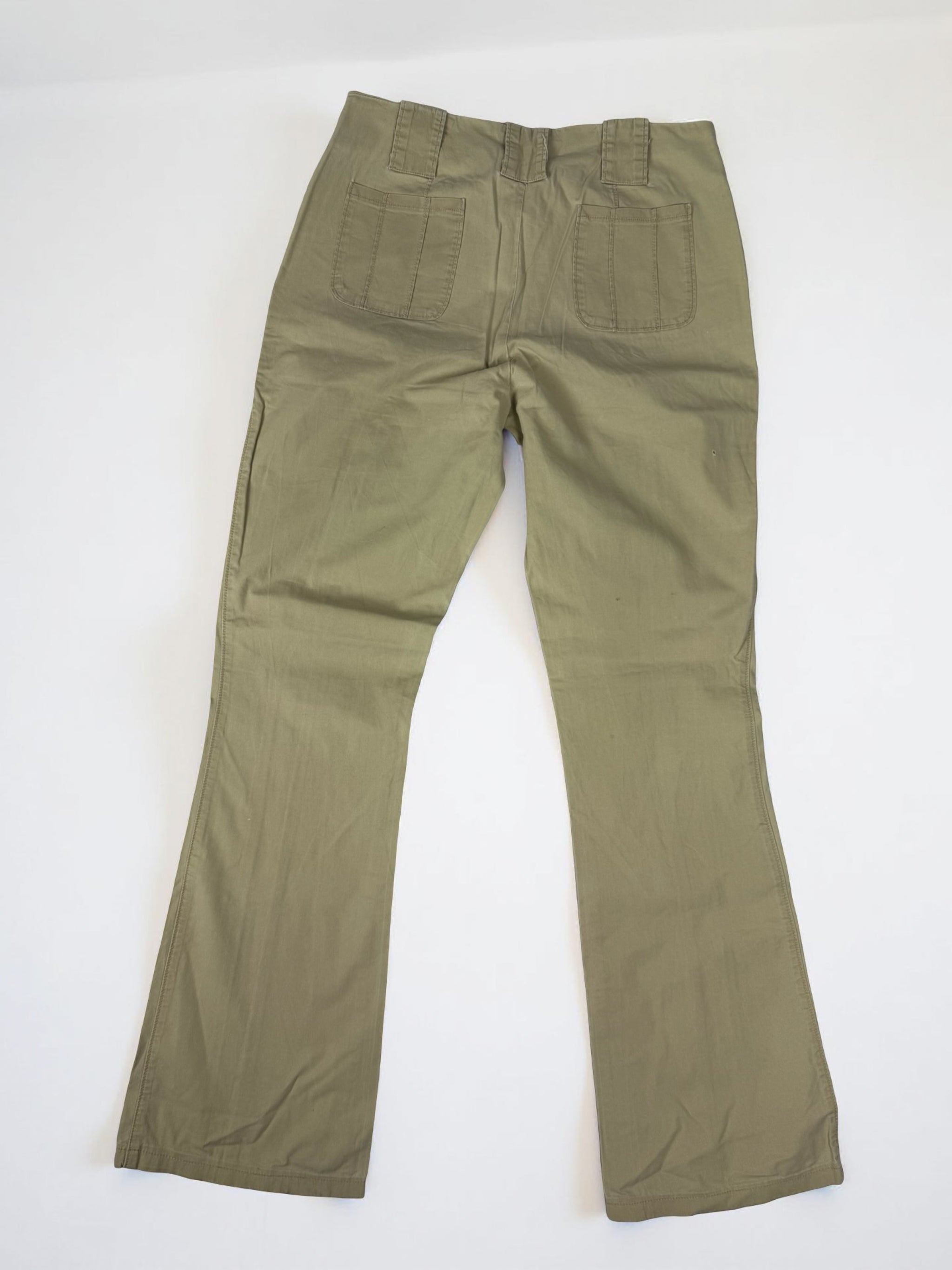 Beige cotton low rise bootcut flare pants (S)