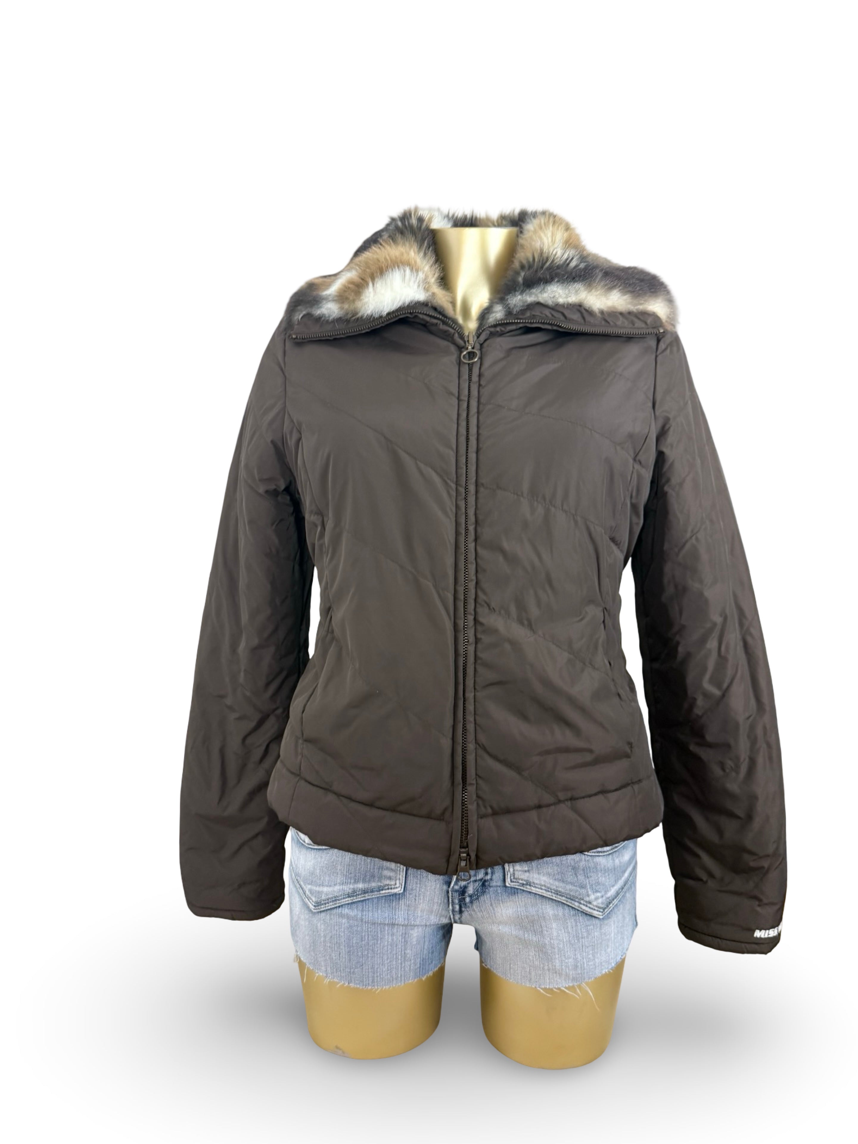 Brown inside faux fur winter puffer jacket (M)