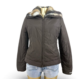 Brown inside faux fur winter puffer jacket (M)