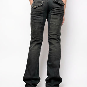 Black denim low rise straight legs pants (XS)