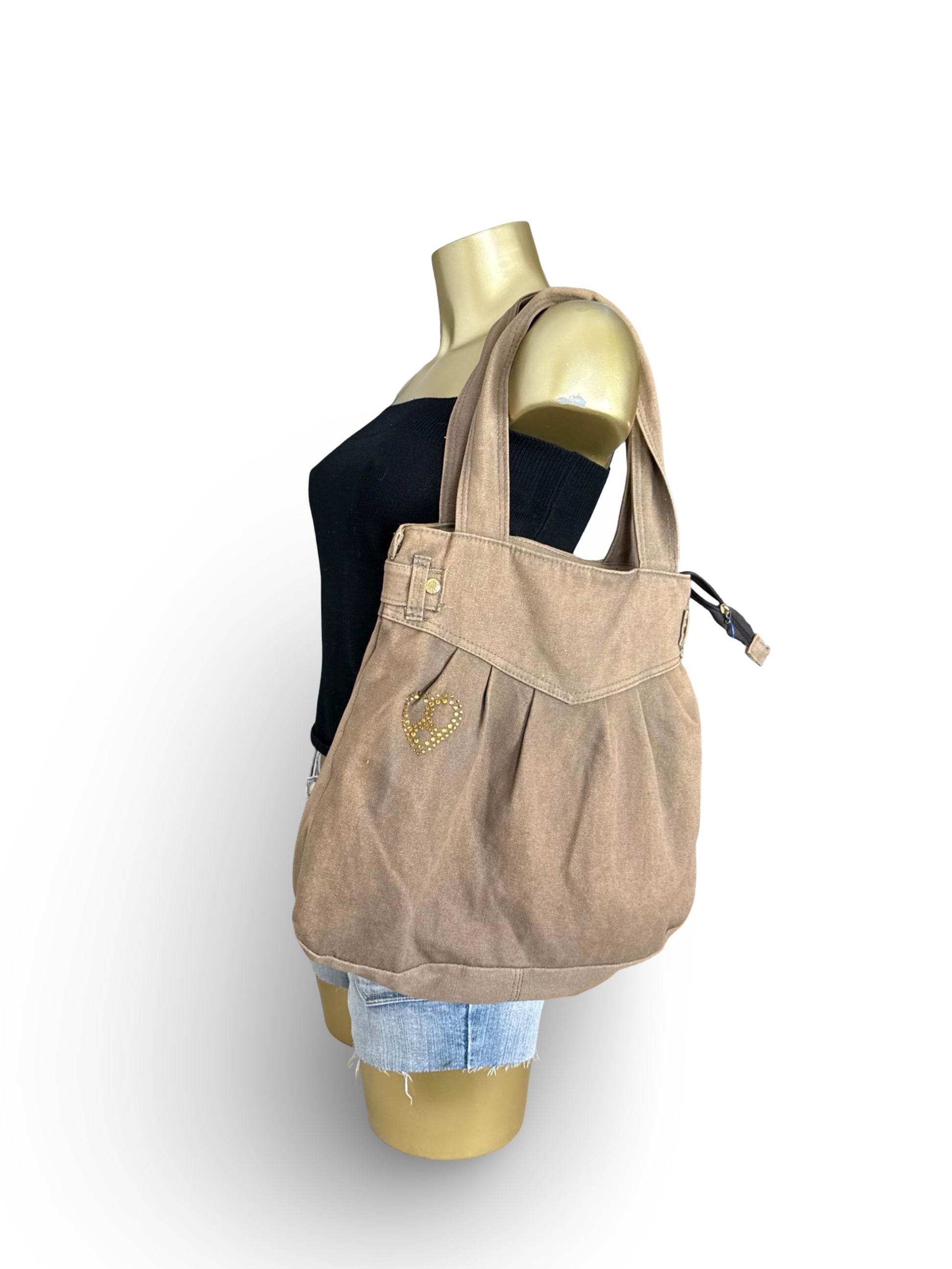 Brown cotton shoulder bag (30x35cm)