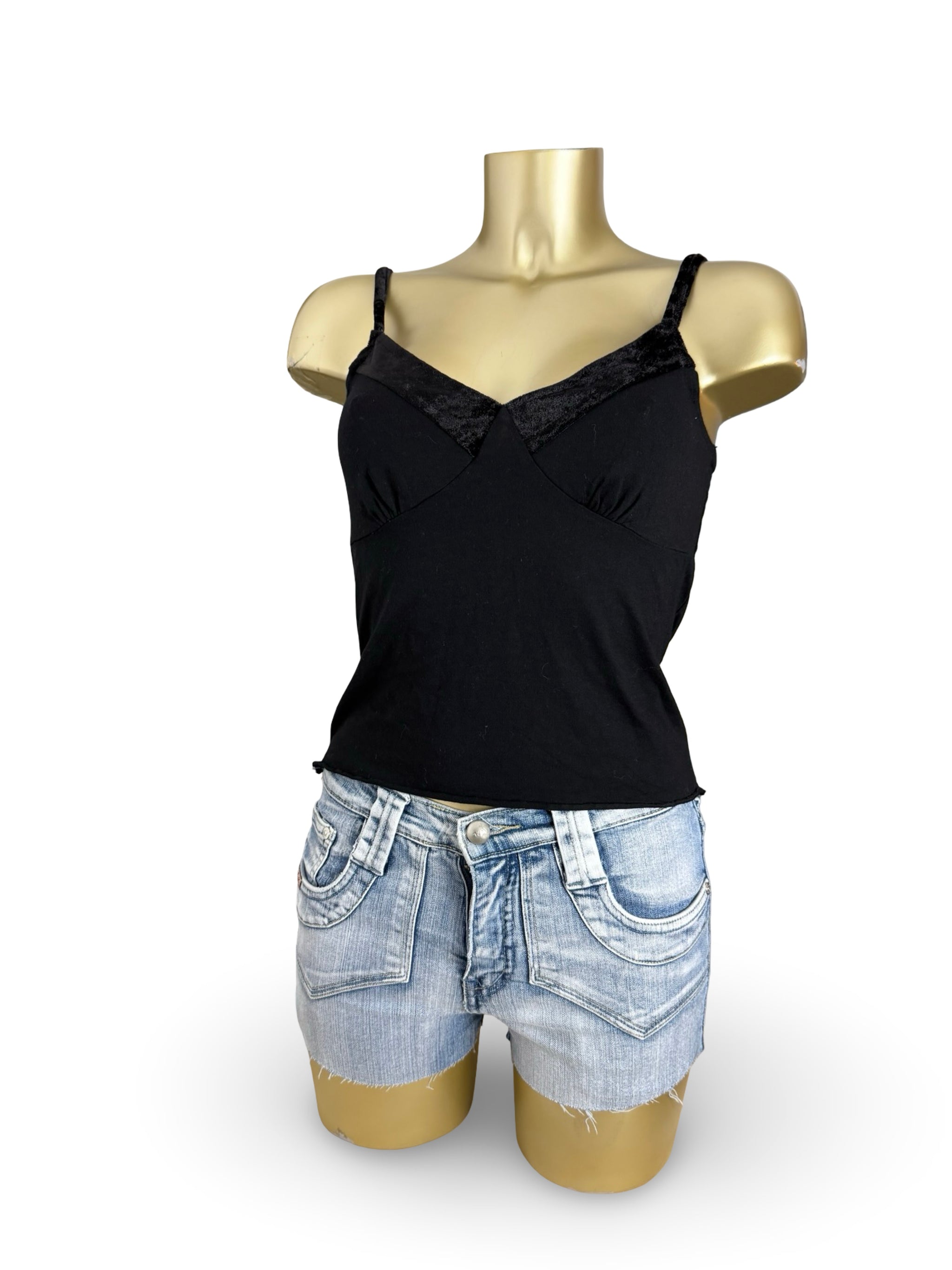 Black velvet cami top (M/L)