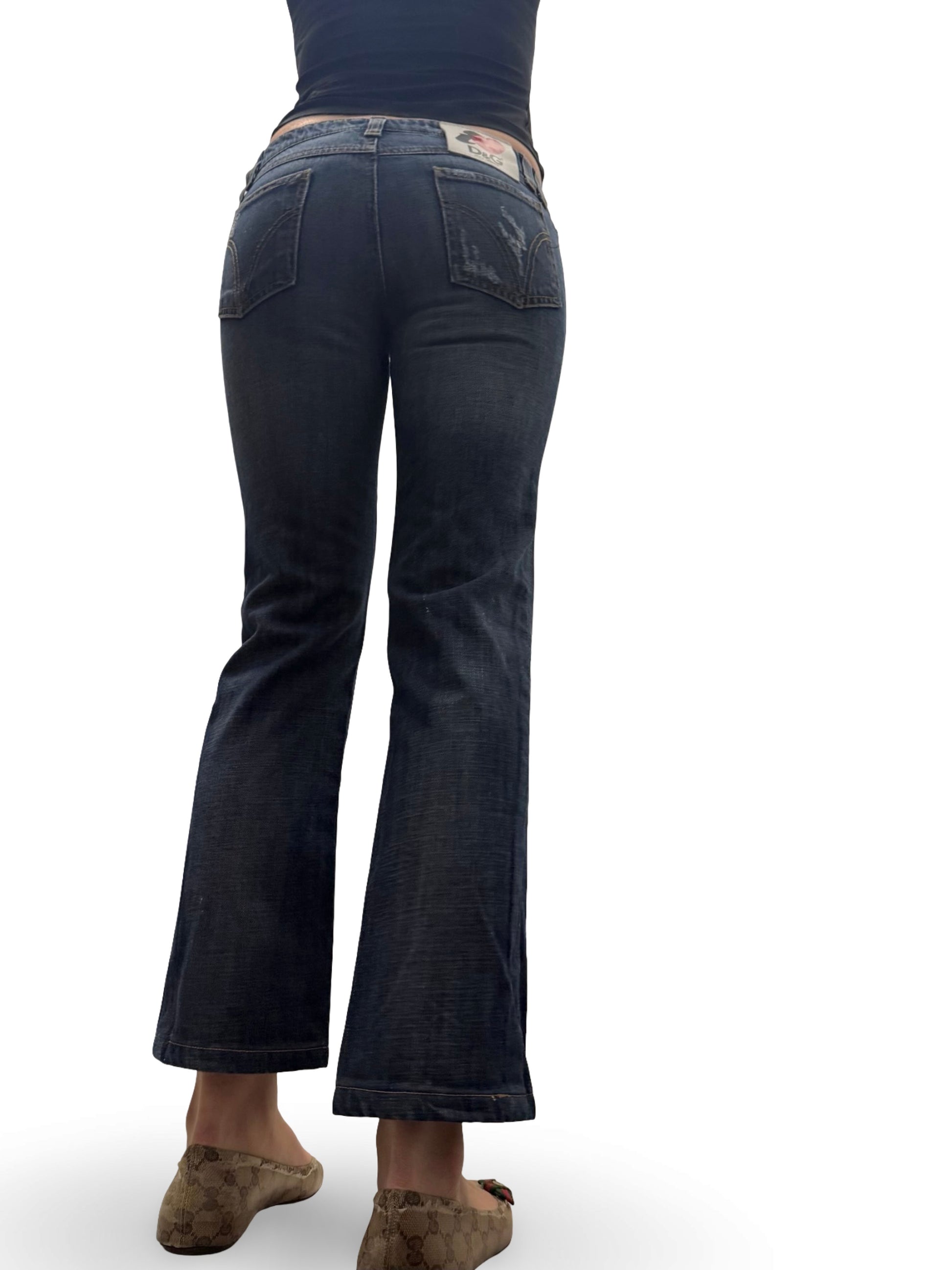 Blue denim low rise skinny pants (S)