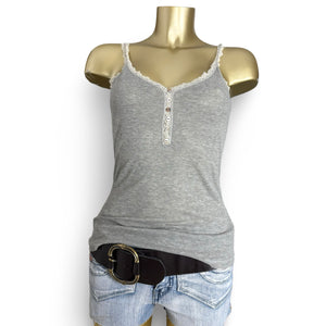Grey lace straps cotton cami top (S/M)