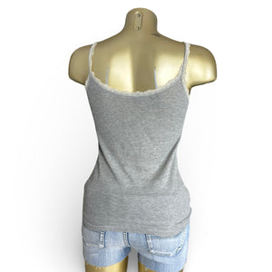 Grey lace straps cotton cami top (S/M)