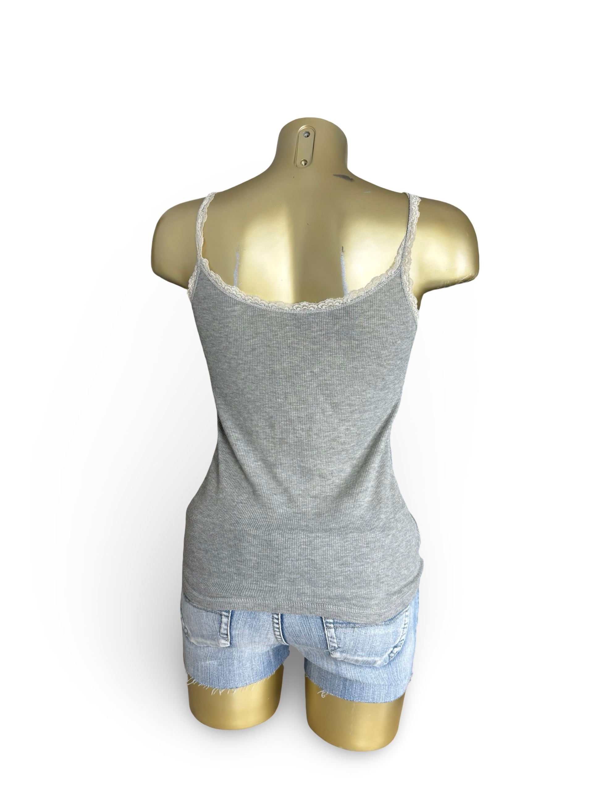 Grey lace straps cotton cami top (S/M)