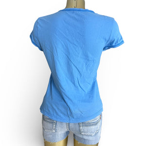 Blue 100% cotton coquette tee (L)