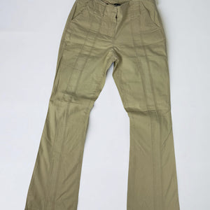 Beige cotton low rise bootcut flare pants (S)