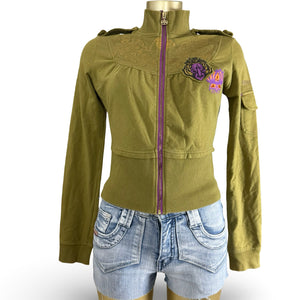 Khaki 100% cotton tight fit sweatshirt (S/M)