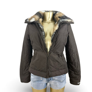 Brown inside faux fur winter puffer jacket (M)