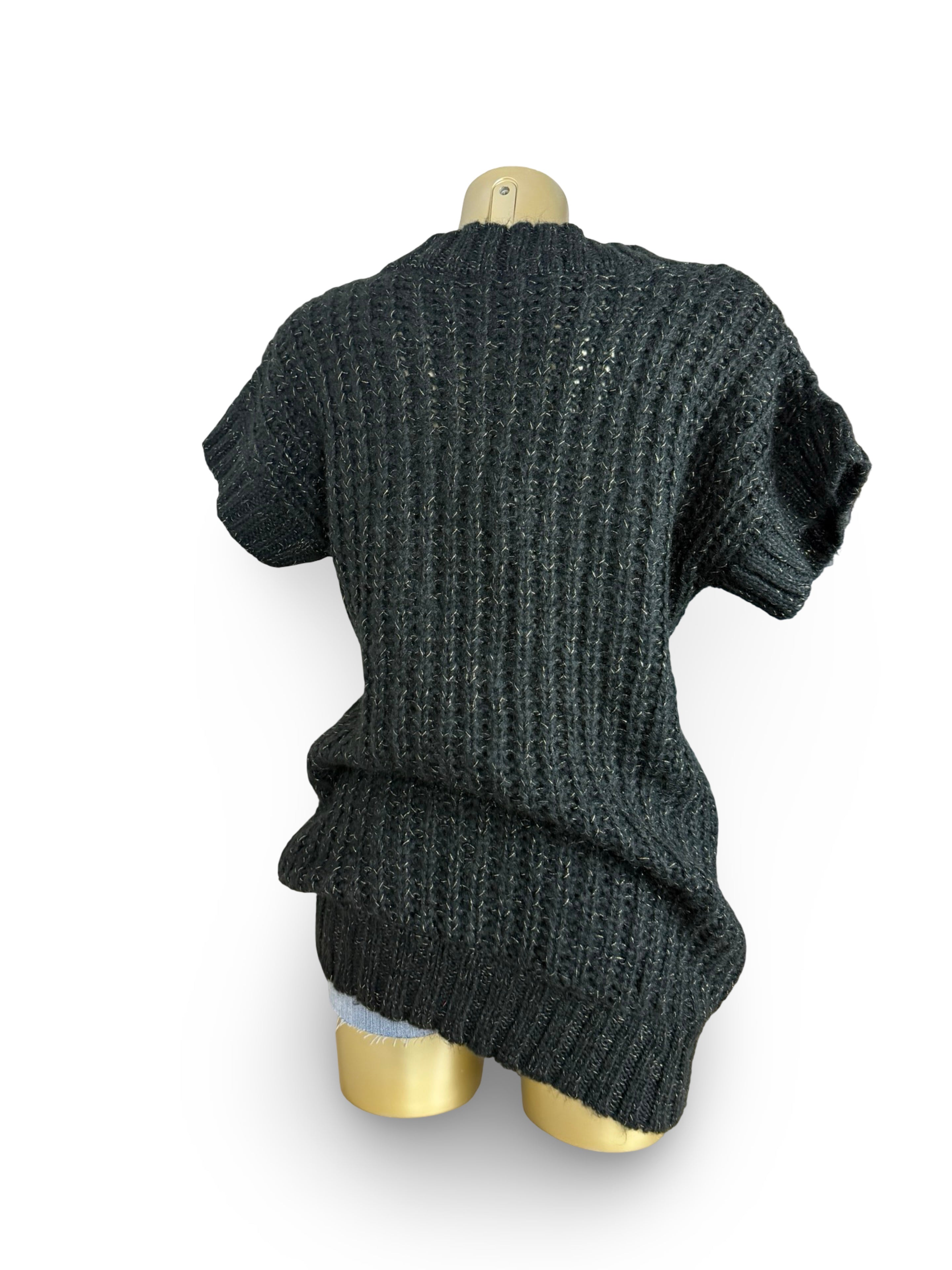 Black short sleeves mini jumper dress (M)