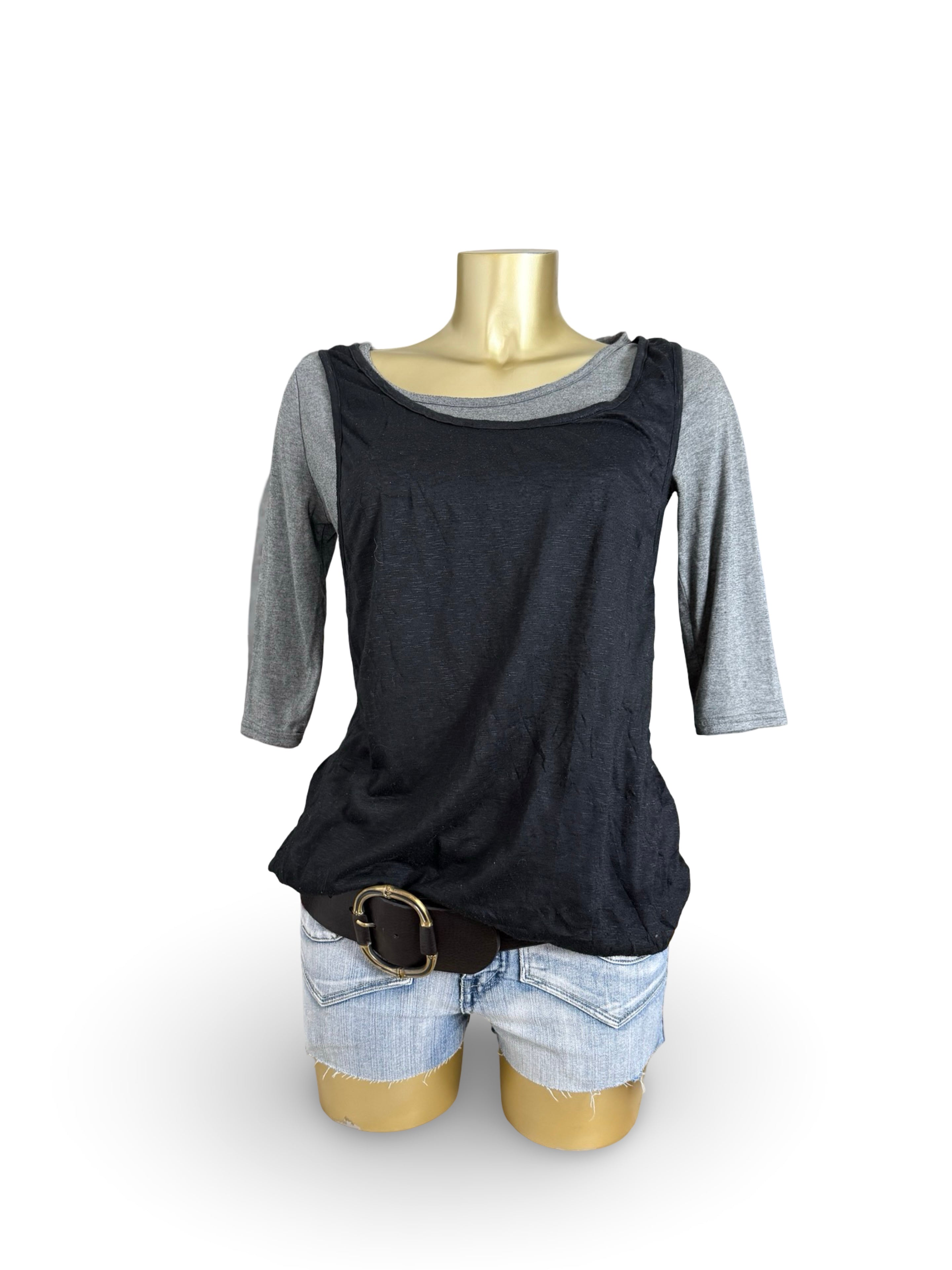 Black & grey 2 in 1 long sleeves top (M/L)