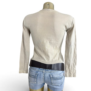 Beige graphic cotton long sleeves top (M/L)