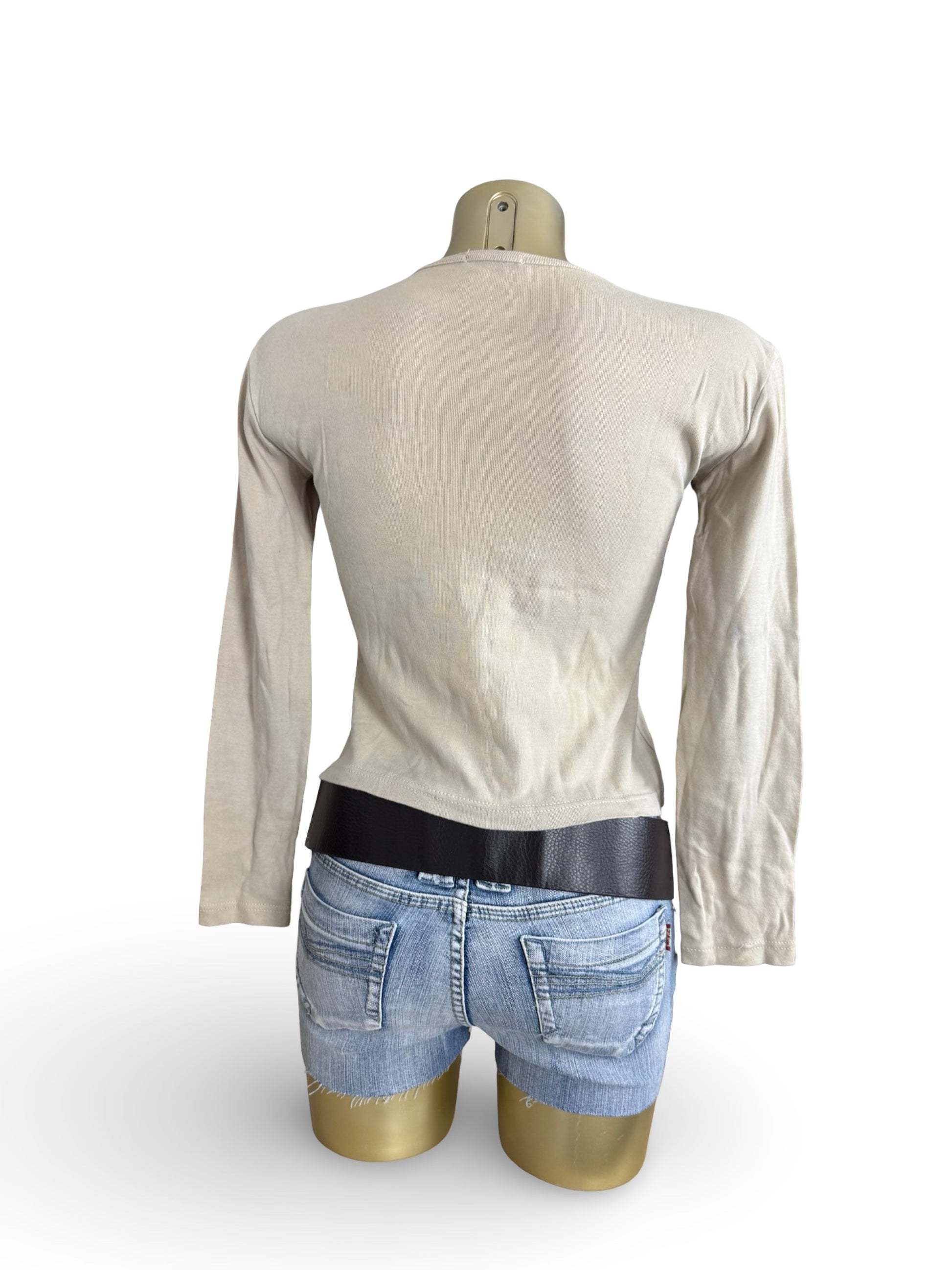 Beige graphic cotton long sleeves top (M/L)