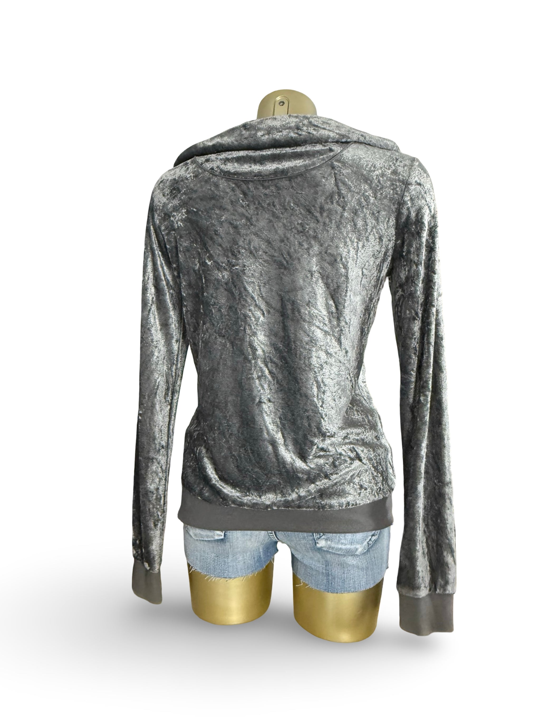 Grey velvet zip up sweatshirt (L)