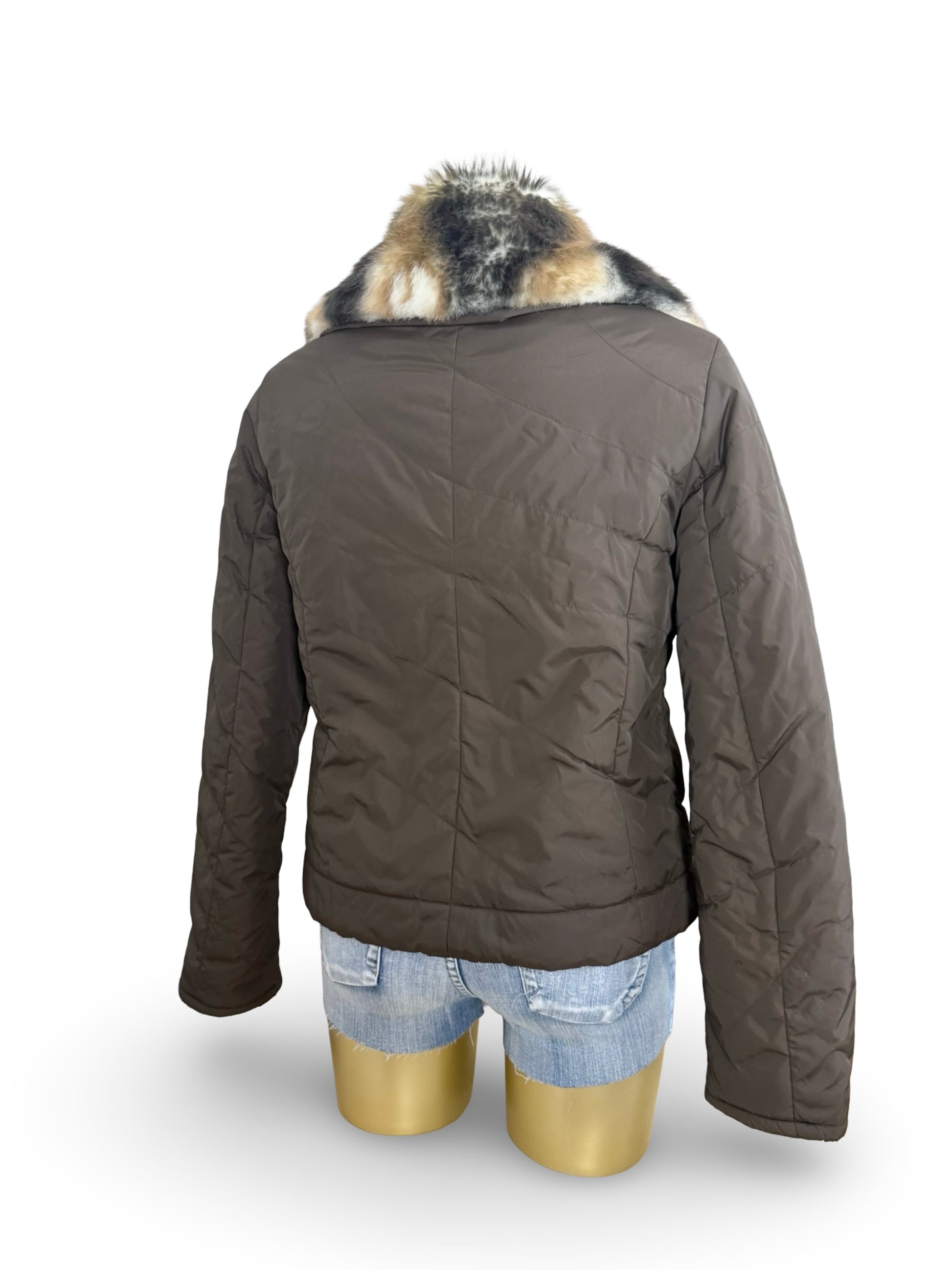 Brown inside faux fur winter puffer jacket (M)