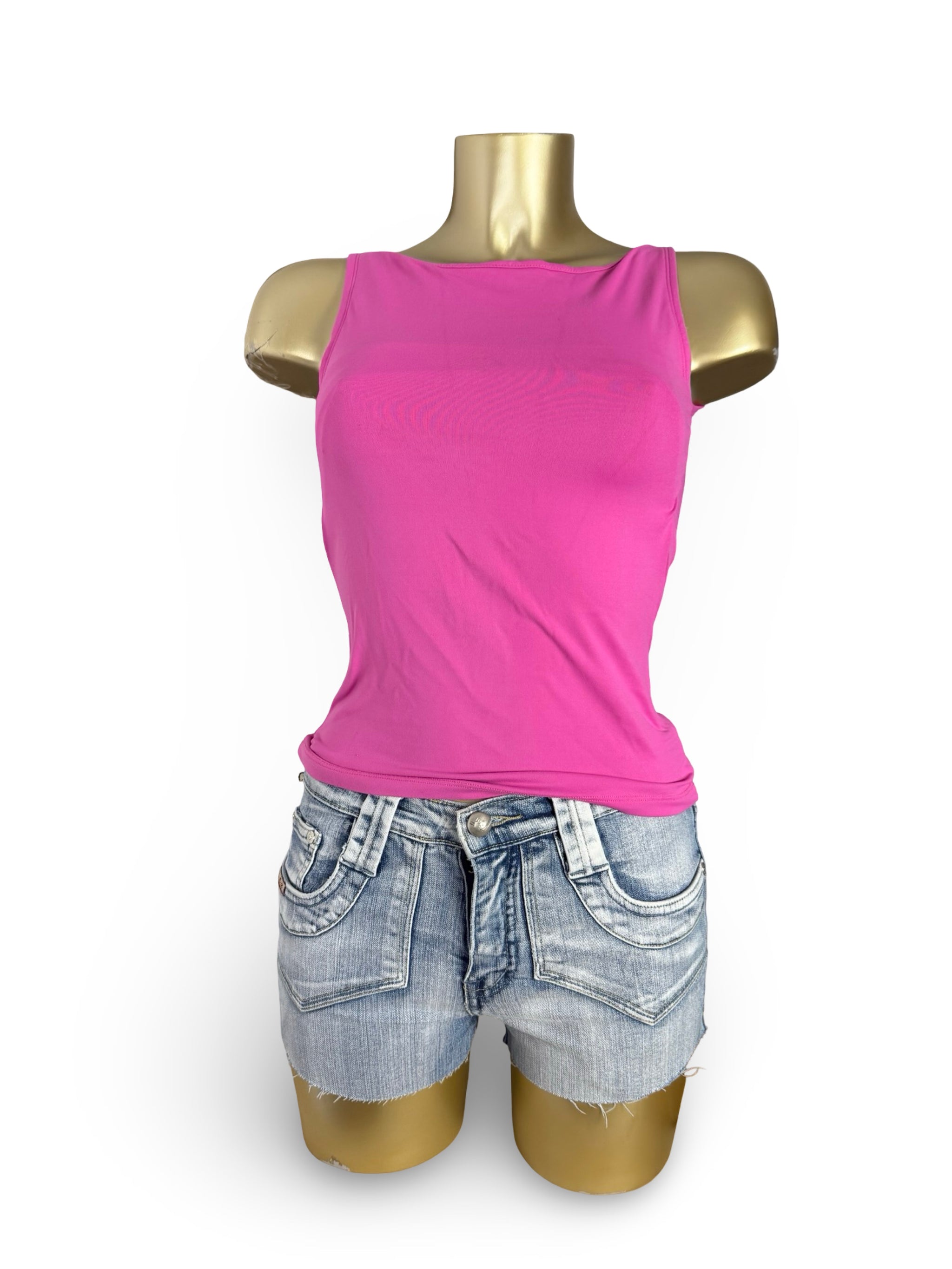 Pink lycra tight fit top (S)