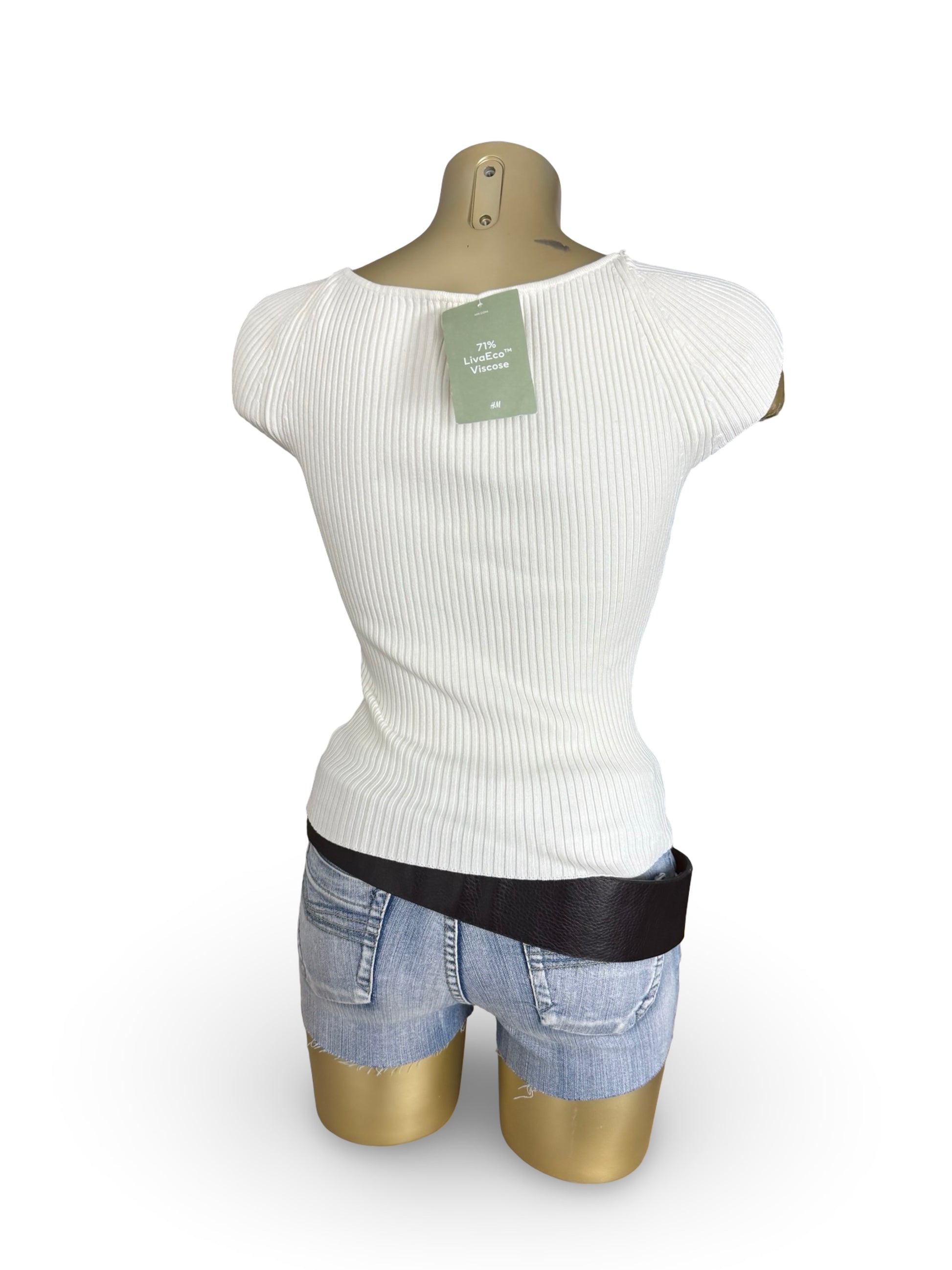 White cotton ribbed brand new tee (S)