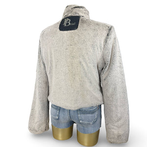 Black 2 in 1 reversible faux fur puffer jacket (S/M)