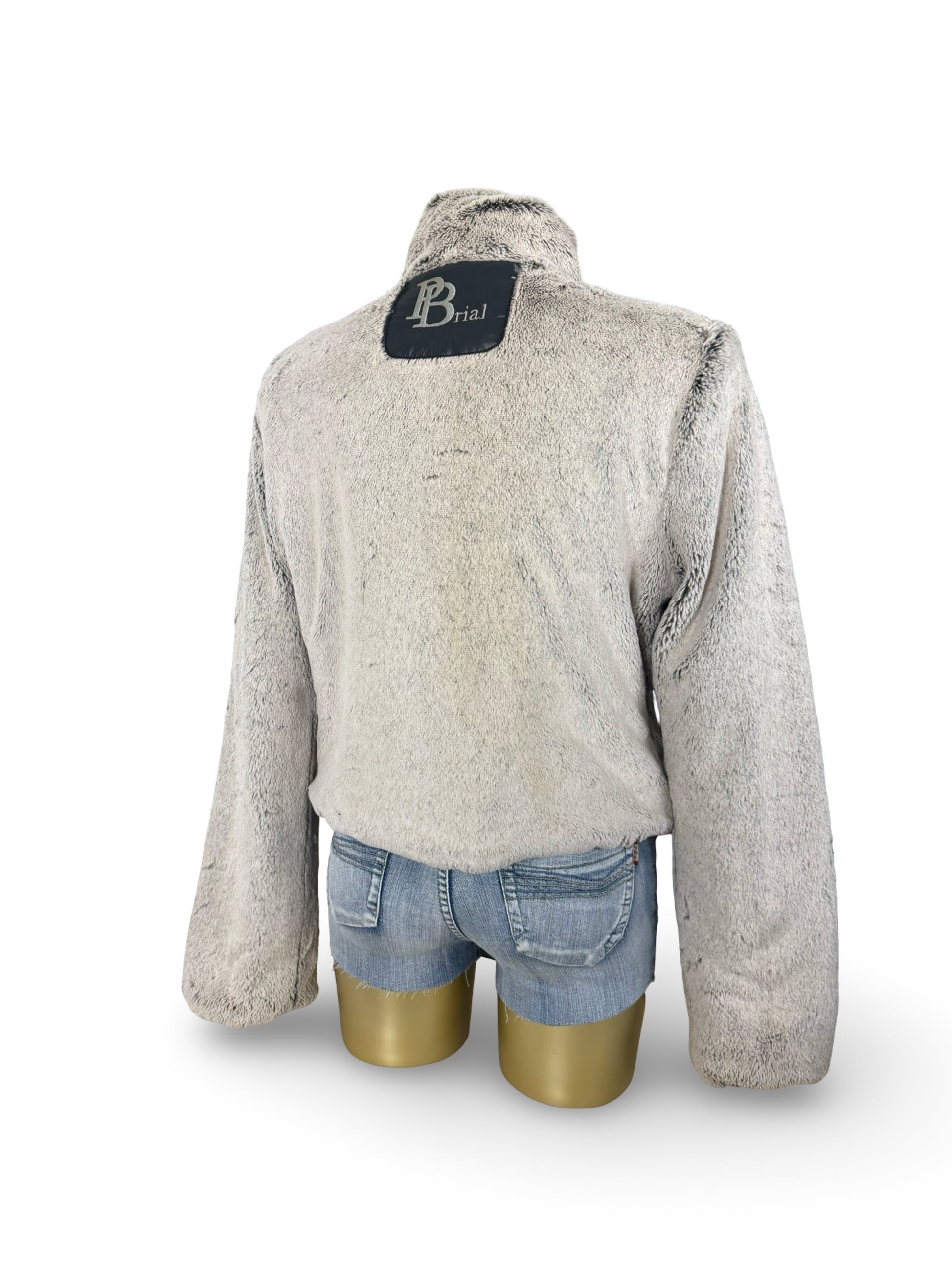 Black 2 in 1 reversible faux fur puffer jacket (S/M)