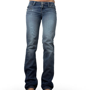 Navy blue low rise straight legs pants (S)