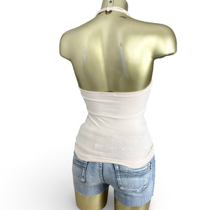 Baby pink tight fit cotton halter top (S)