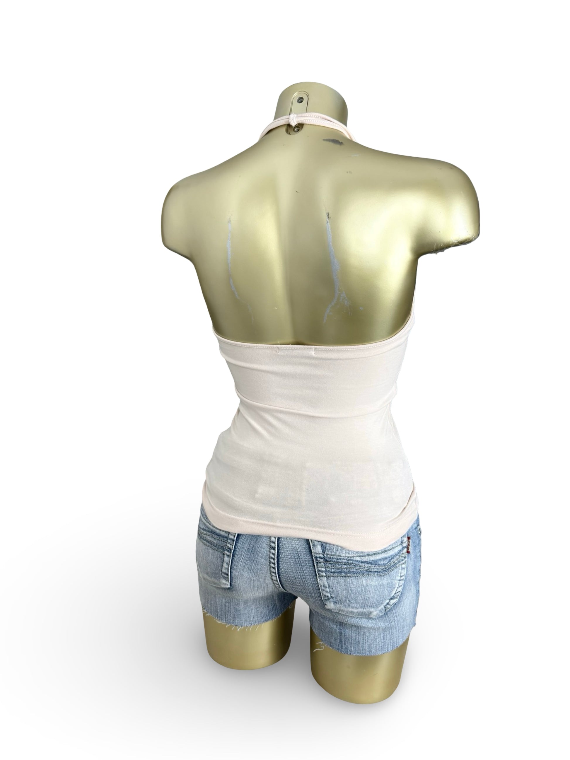 Baby pink tight fit cotton halter top (S)