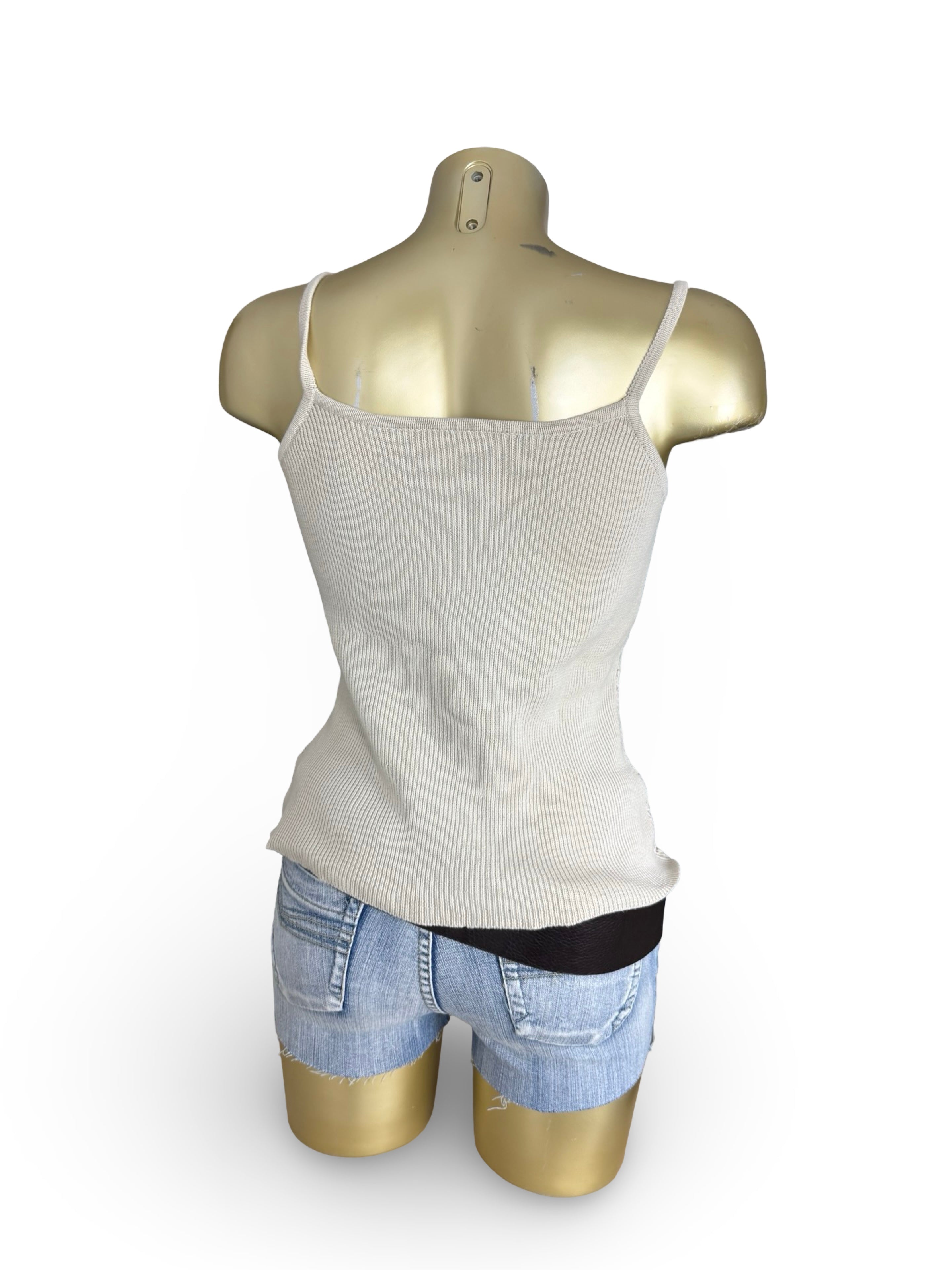 Beige crochet ribbed cami top (M/L)