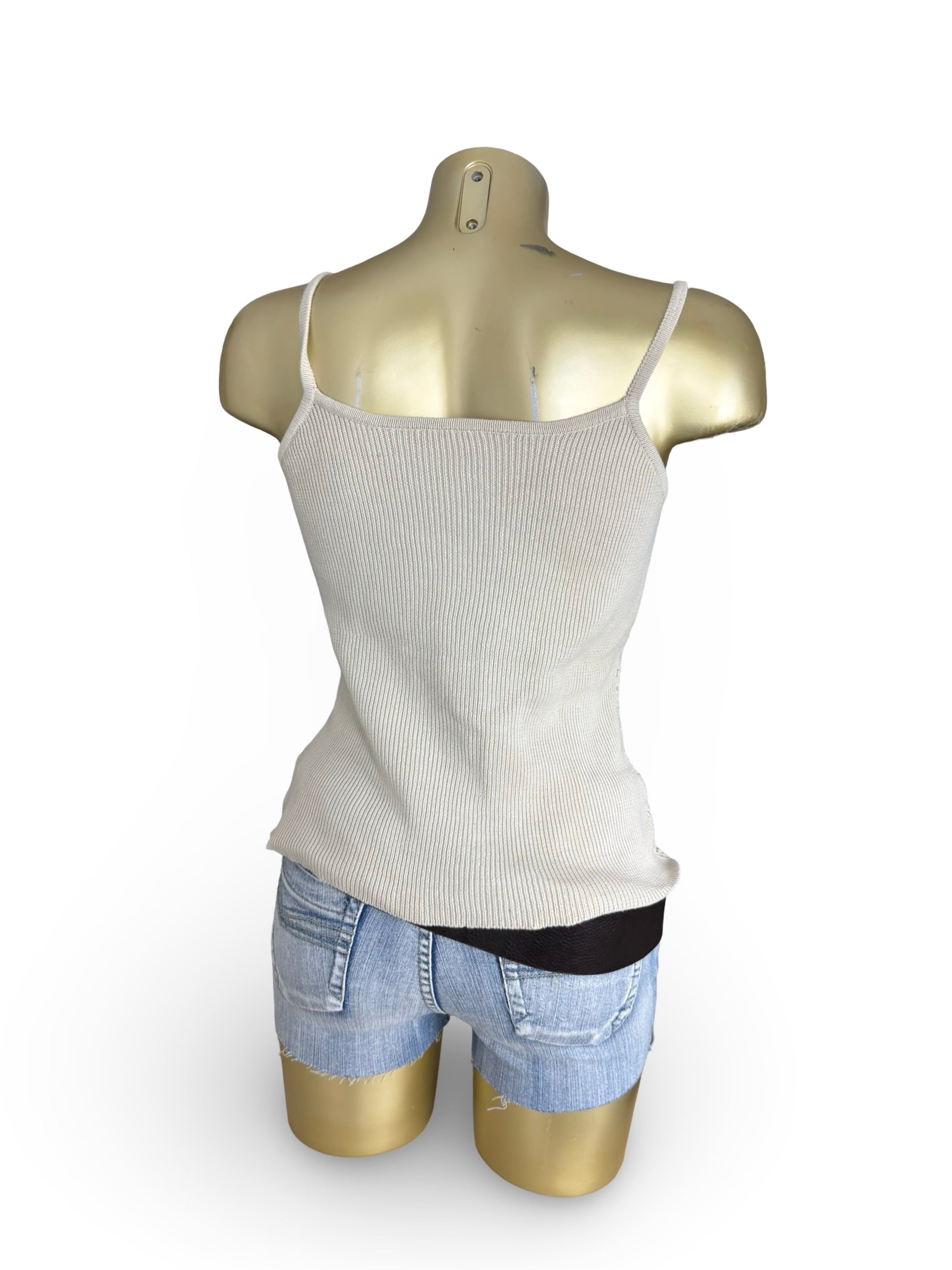 Beige crochet ribbed cami top (M/L)