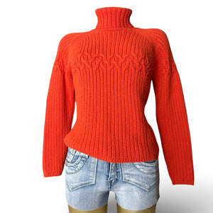 Orange turtleneck ribbed wool  jumper (S)