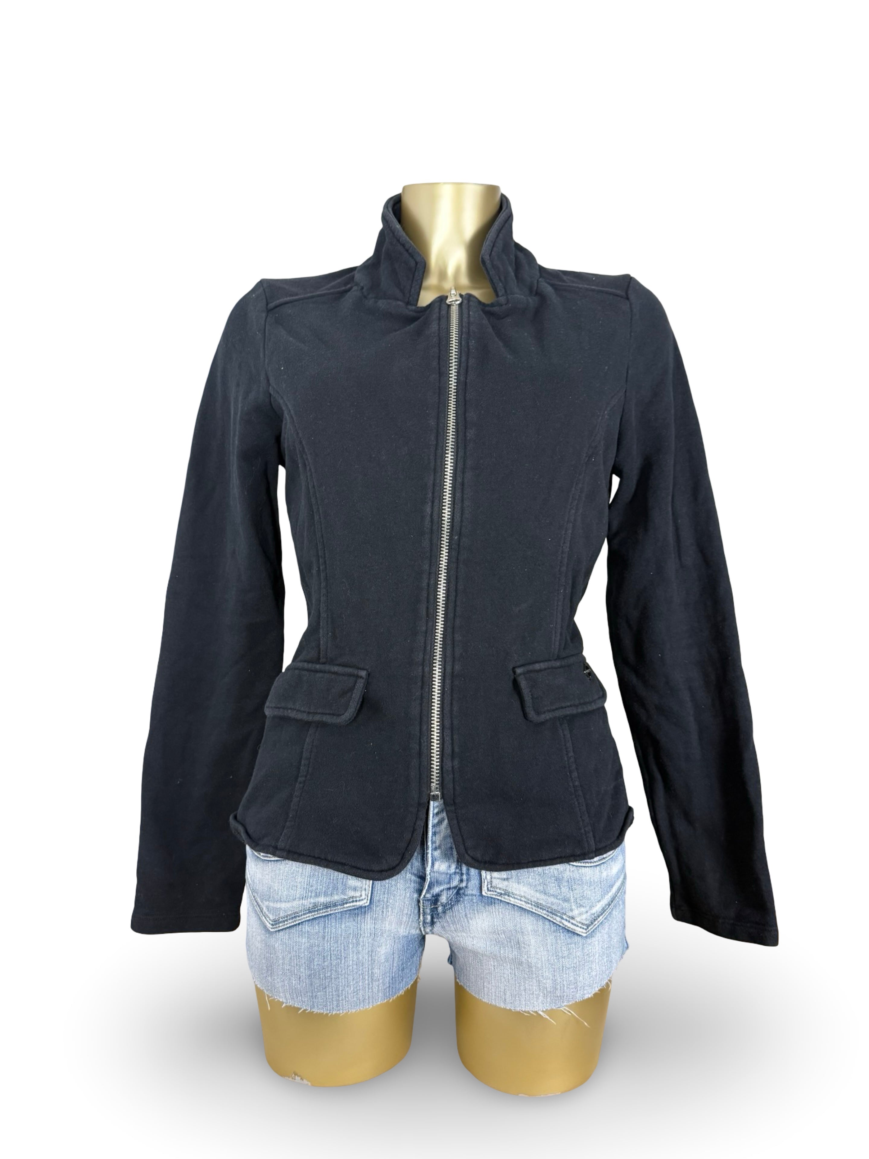 Black zip up 100% cotton sweatshirt jacket (L)