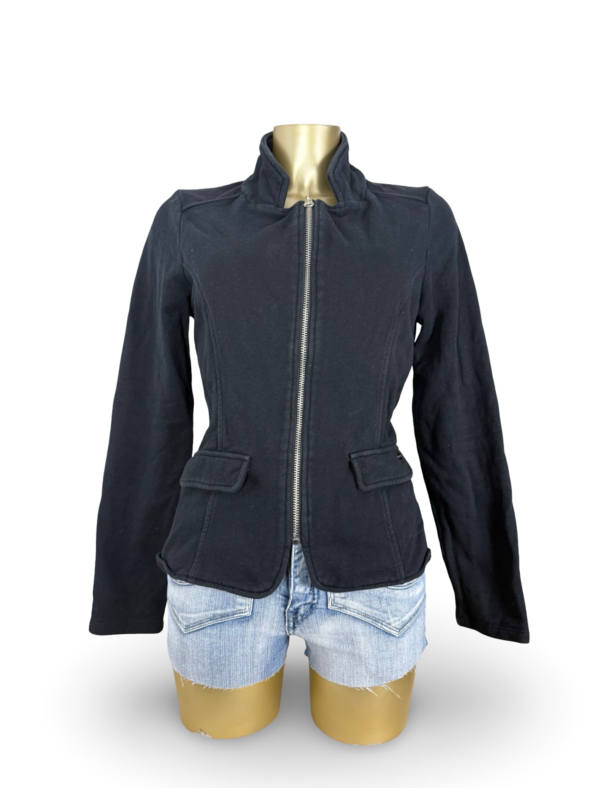 Black zip up 100% cotton sweatshirt jacket (L)